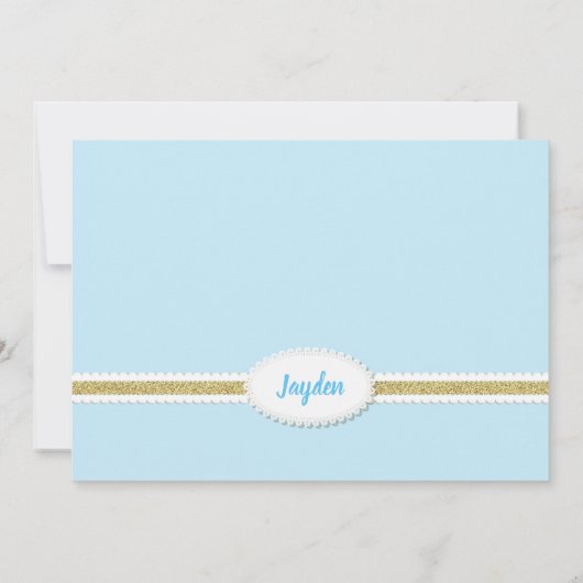 Konijn jongen 4e verjaardag foto uitnodiging in bl (Achterkant)