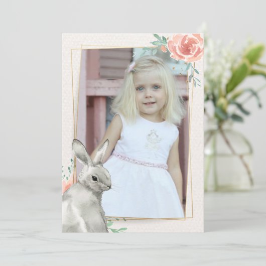 Konijn kader foto uitnodiging (Staand voorkant)
