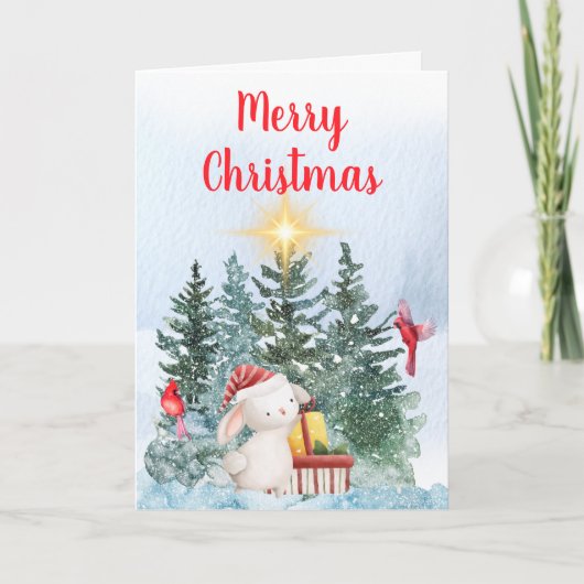 Konijn & Kardinalen Feestdagen Kaart (Voorkant)