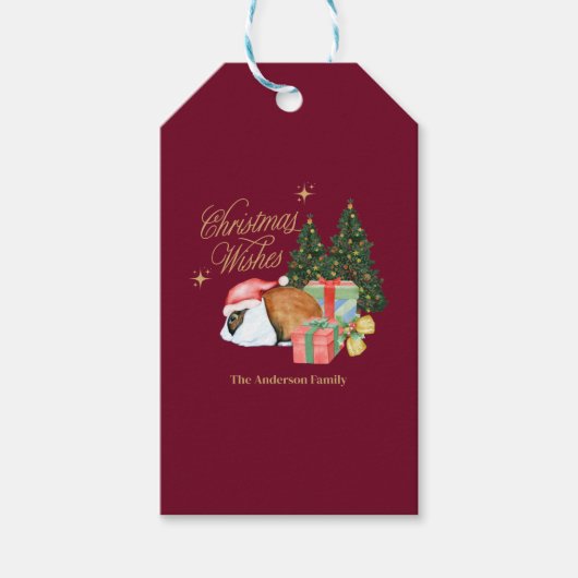 konijn kerstman met kerstboom cadeaulabel (Voorkant)