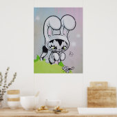 Konijn Kitty Vlinder Poster (Keuken)
