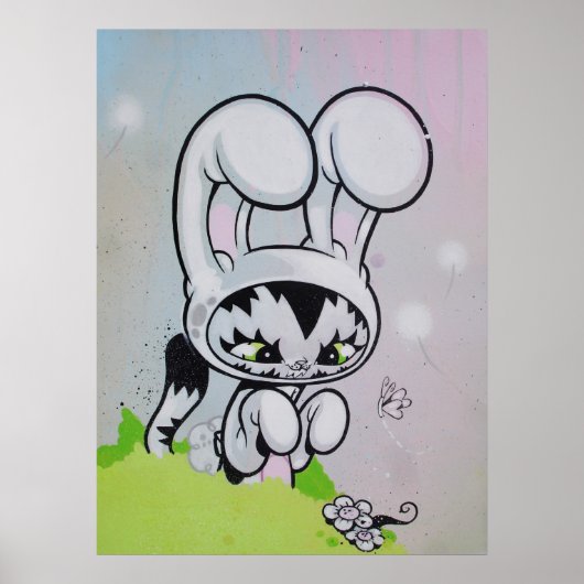 Konijn Kitty Vlinder Poster (Voorkant)