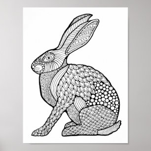 Konijn Kleurplaat Kunst Poster