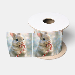 Konijn knabbelend aan een suikerrietje lint