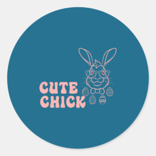 Konijn Konijneieren Jagen Gelukkige Pasen Dag Scha Ronde Sticker