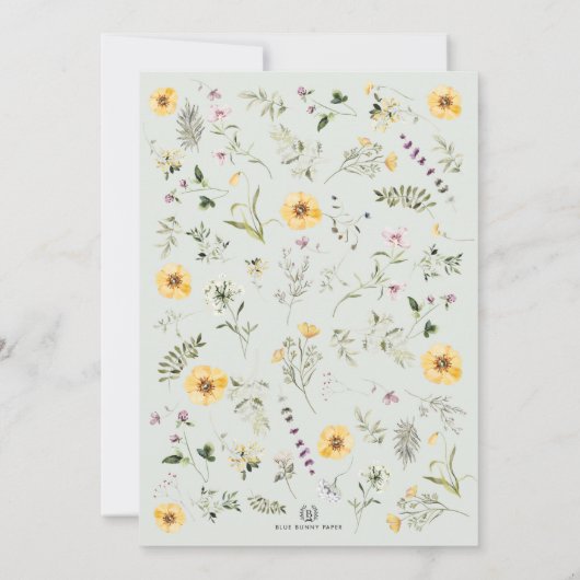 Konijn Lam Ballon Wilde Bloementuin Baby Shower Kaart (Achterkant)