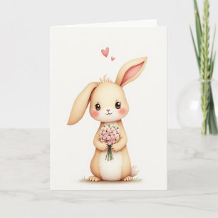 Konijn Liefde Boeket Wenskaart Kaart