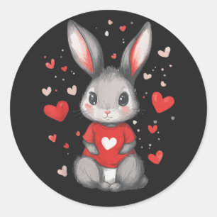 Konijn Liefhebber Hart Meisje Ronde Sticker