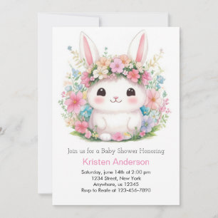 Konijn Meisje Baby Shower Kaart