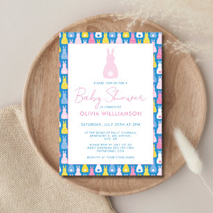 Konijn meisje baby shower kaart