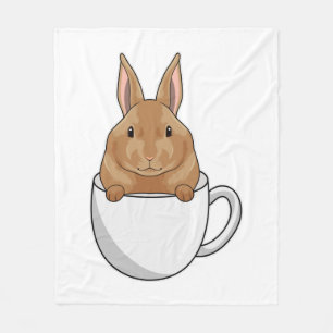 Konijn met beker koffie fleece deken