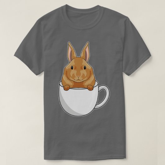 Konijn met beker koffie t-shirt (Design voorkant)