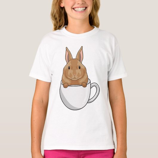Konijn met beker koffie t-shirt (Voorkant)