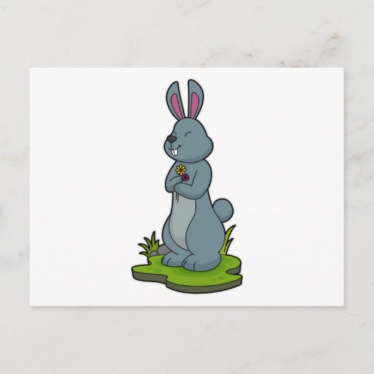 Konijn met Bloemen Briefkaart (Voorkant)