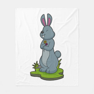 Konijn met bloemen fleece deken