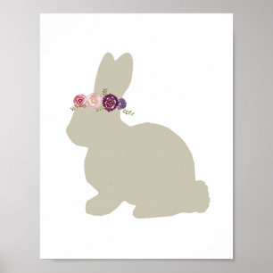 Konijn met bloemen hoofdtooi dierenschildering poster