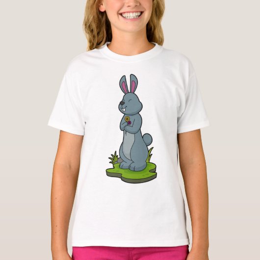 Konijn met bloemen t-shirt (Voorkant)