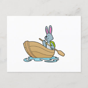Konijn met boot en peddel briefkaart