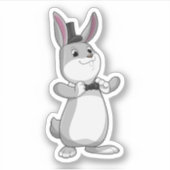 Konijn met bovenhoed en stropdas sticker (Voorkant)