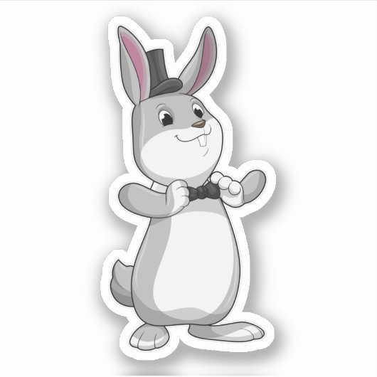 Konijn met bovenhoed en stropdas sticker (Voorkant)
