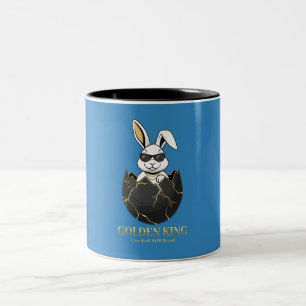 Konijn met coole bril, Goud, gebarsten, koninklijk Tweekleurige Koffiemok