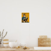 Konijn met een boek - Wakker worden en lezen! Poster (Keuken)