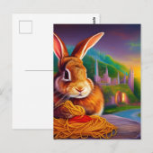 Konijn met een Bord spaghetti Briefkaart (Voorkant / Achterkant)