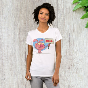 Konijn met een gelukkig paasbord vrouwen T-shirt