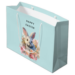 Konijn met een krans van rozen Cute Pasen Groot Cadeauzakje
