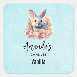 Konijn met een krans van rozen Mooie Kaarsenwinkel Vierkante Sticker