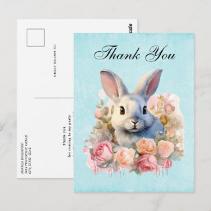 Konijn met een krans van rozen Schattig Dank je we Briefkaart