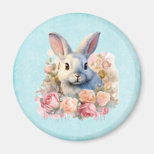  Konijn met een krans van rozen Schattig Magneet