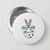 Konijn met eieren ronde button 7,6 cm (Voorkant /achterkant)