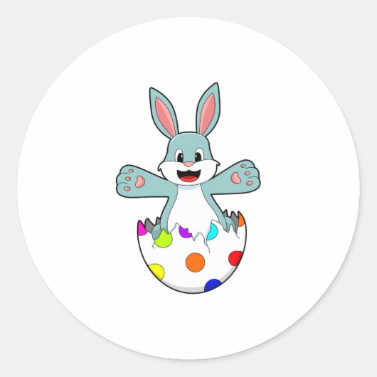 Konijn met eieren ronde sticker (Voorkant)