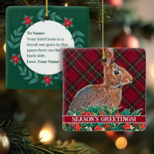 Konijn met Holly Berries en Plaid 