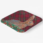 Konijn met Holly Berries en Plaid Papieren Bordje (Gebogen)