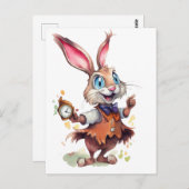 Konijn met horloge briefkaart (Voorkant / Achterkant)