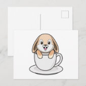 Konijn met koffiekopje briefkaart (Voorkant / Achterkant)
