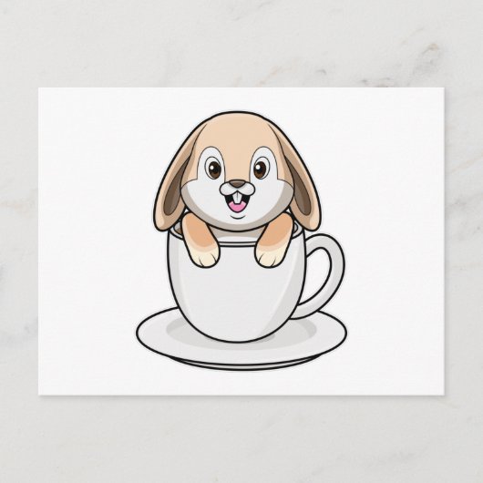 Konijn met koffiekopje briefkaart (Voorkant)
