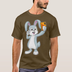 Konijn met mobiele telefoon t-shirt