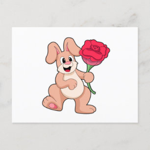 Konijn met rode Rose Briefkaart