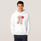 Konijn met rode Rose Hoodie (Voorkant volledig)