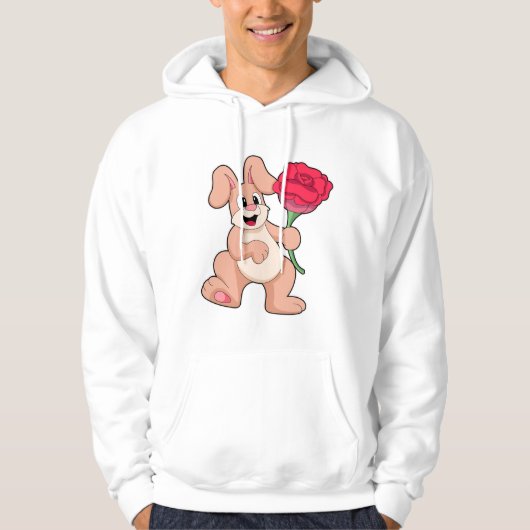 Konijn met rode Rose Hoodie (Voorkant)