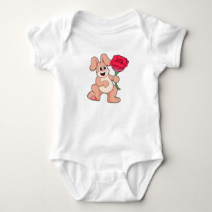 Konijn met rode Rose Romper