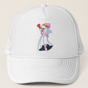 Konijn met trouwjurk & kroon trucker pet