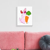 Konijn met wortel en hart canvas afdruk (Insitu (Woonkamer))
