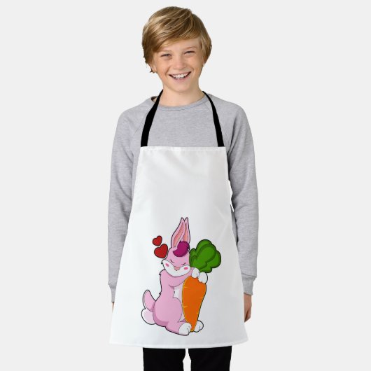 Konijn met wortel en hart schort (Gedragen)