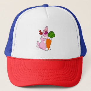 Konijn met wortel en hart trucker pet