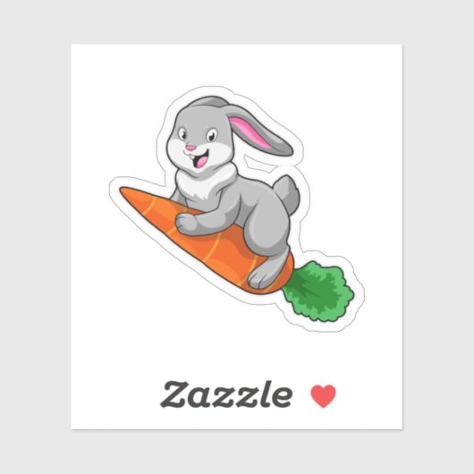 Konijn met wortel sticker (Vel)