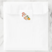 Konijn met wortel vierkante sticker (Tas)